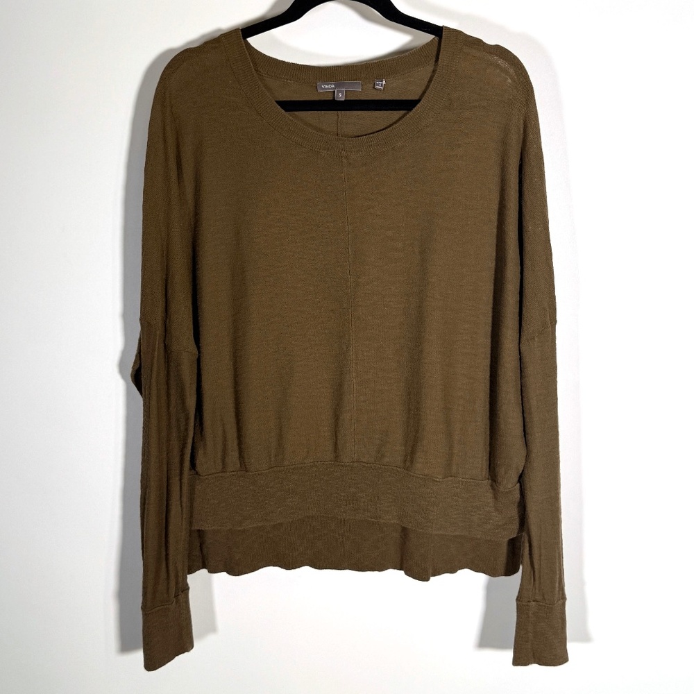 Vince - Drop Shoulder Knit Sweater – Olive Green | Size S